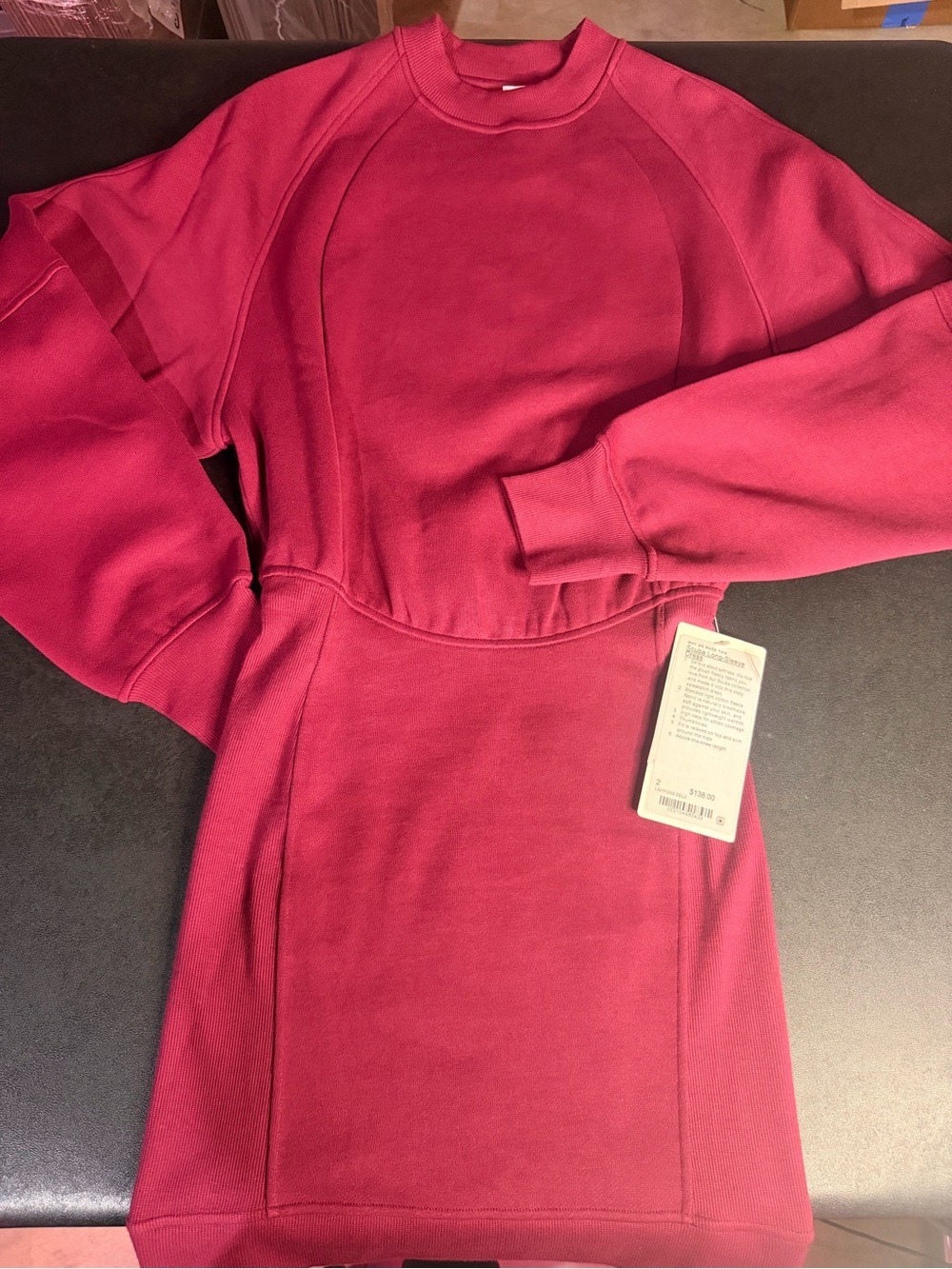 Women’s Long Sleeve Scuba Sweater Dress - Deep Berry